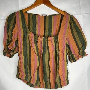 American Eagle crop Striped Multicolor Top